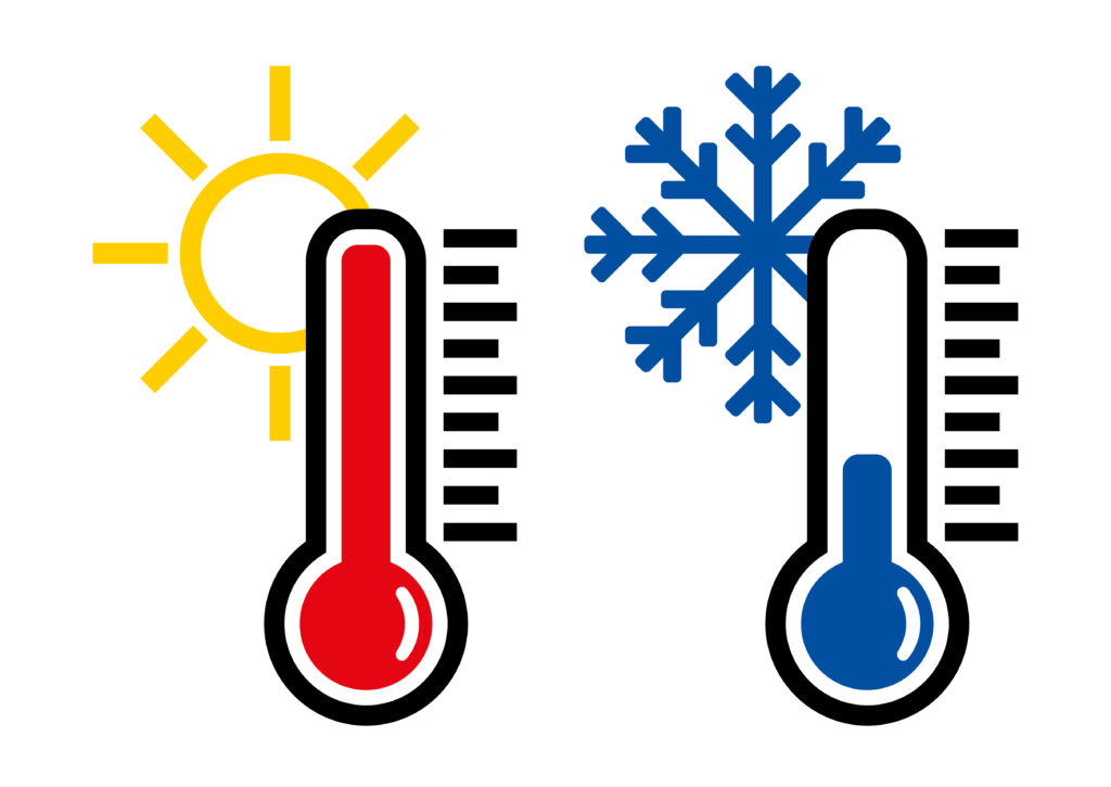 Thermometer icon or temperature symbol or emblem, vector and illustration